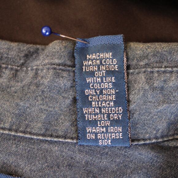 VTG Karen Scott sport Denim Red, White & Blue Bedazzled SS Button Up sz M - Picture 7 of 8